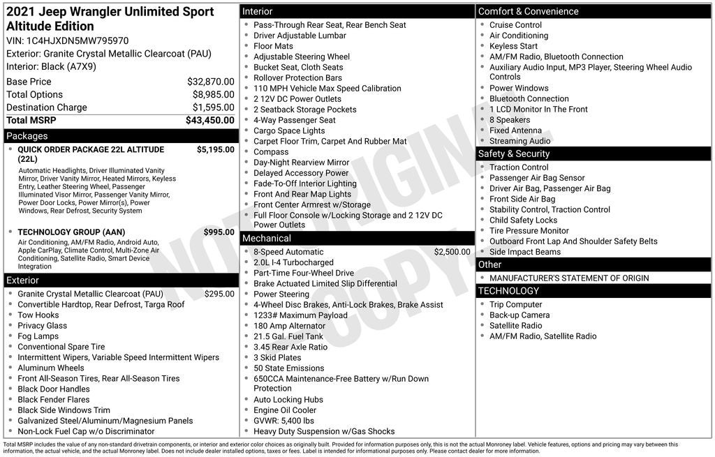 2021 Jeep Wrangler Unlimited Sport Altitude