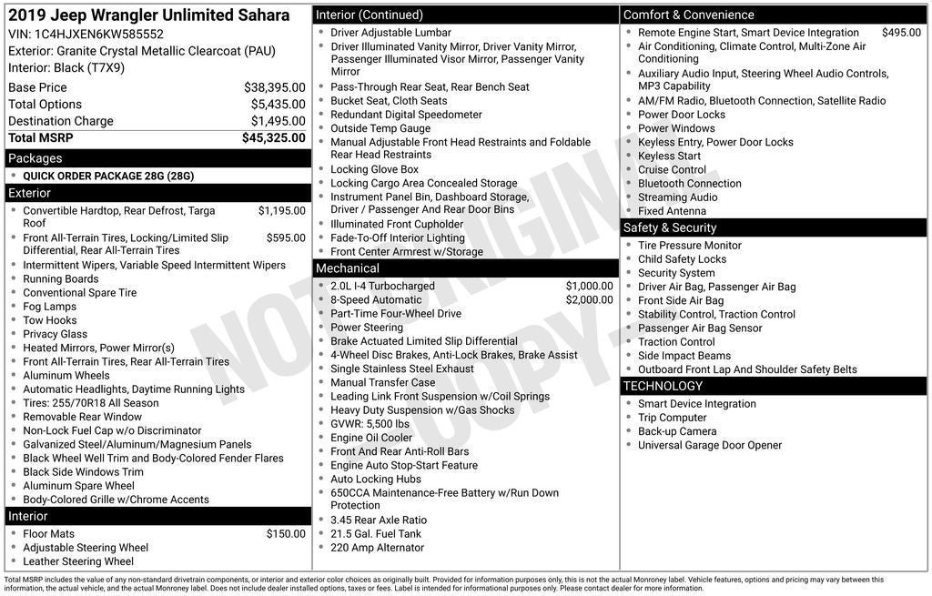 2019 Jeep Wrangler Unlimited Sahara