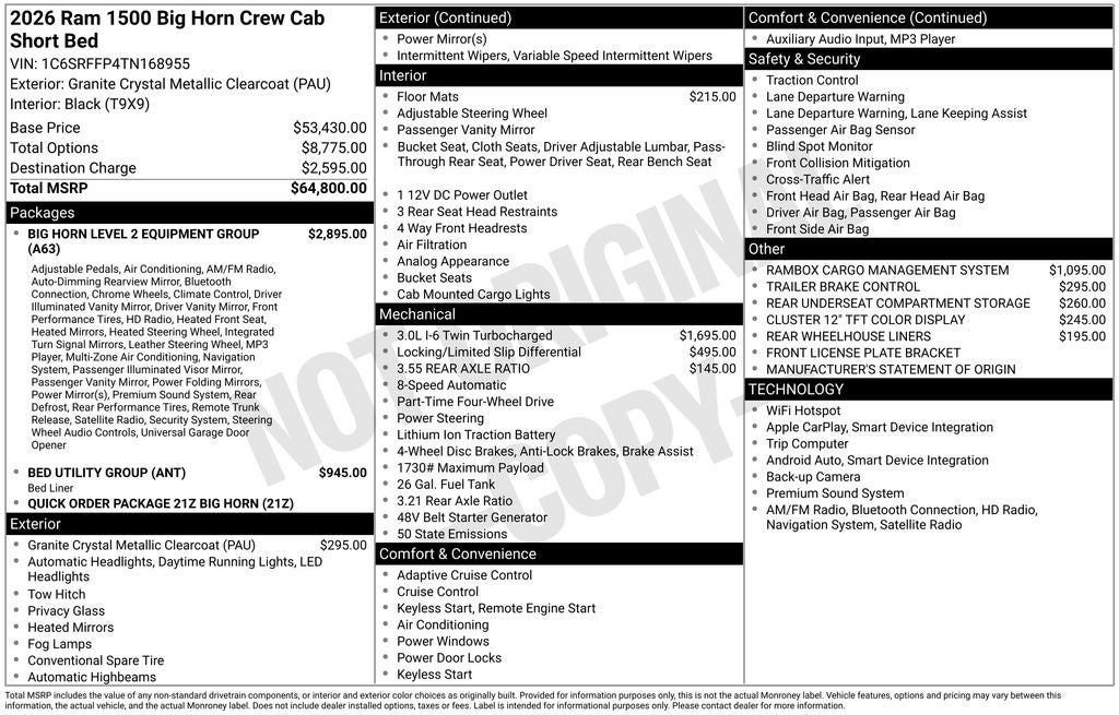 2026 RAM 1500 Big Horn/Lone Star