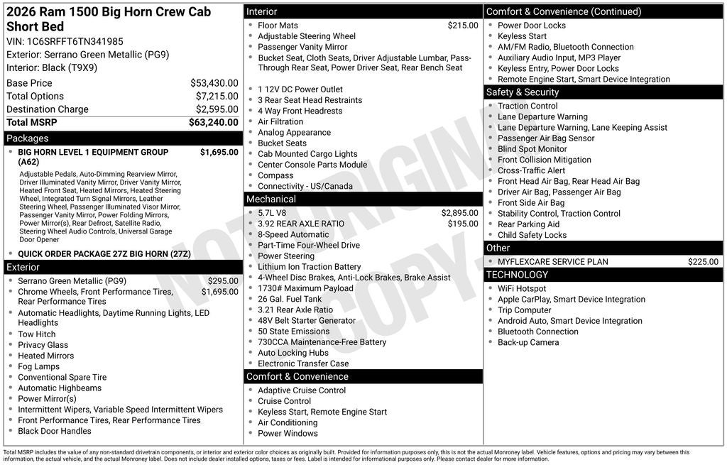 2026 RAM 1500 Big Horn/Lone Star