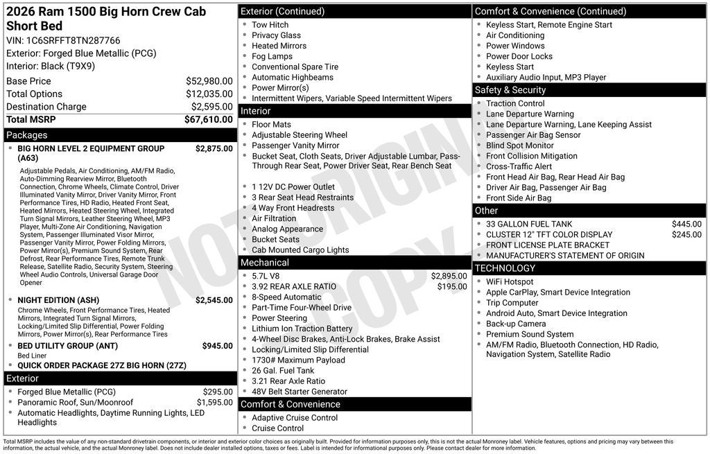 2026 RAM 1500 Big Horn/Lone Star