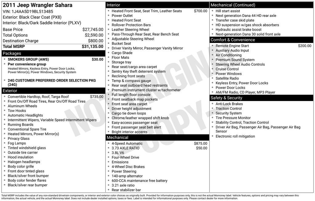 2011 Jeep Wrangler Sahara