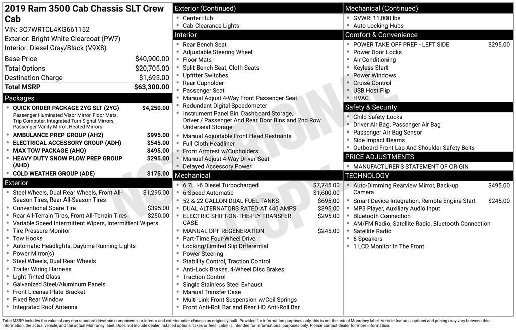 2019 RAM 3500 Chassis Cab SLT
