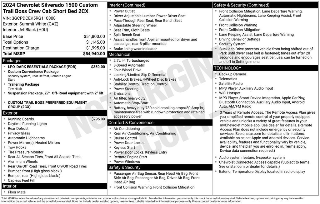 2024 Chevrolet Silverado 1500 Custom Trail Boss