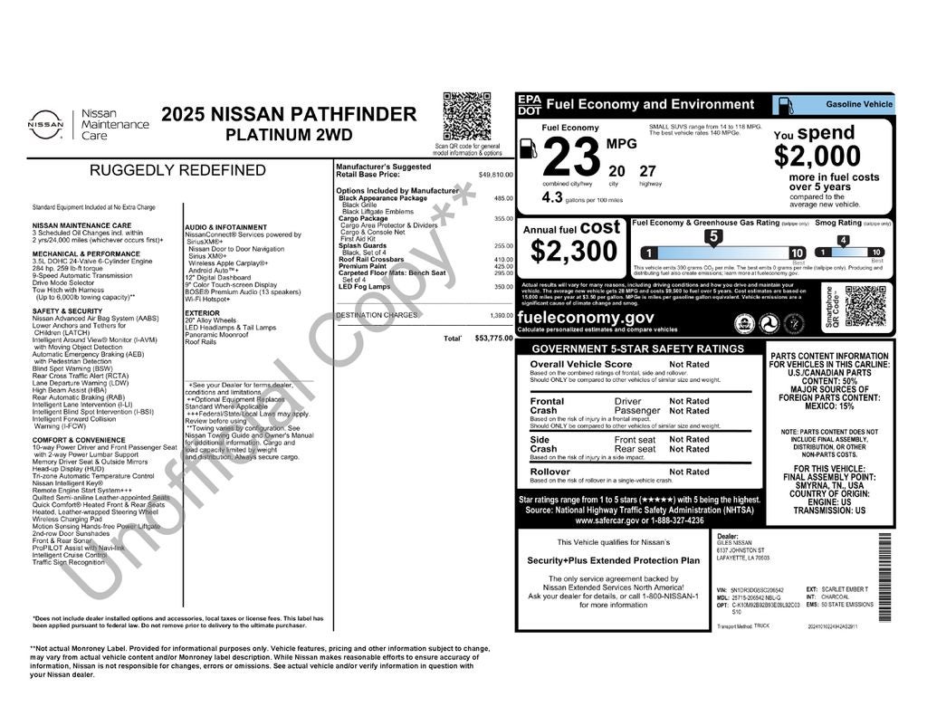 2025 Nissan Pathfinder Platinum