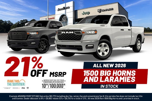 ALL NEW 2026 1500 BIG HORNS AND LARAMIES IN STOCK